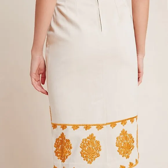 Anthropologie Verona embroidered pencil skirt