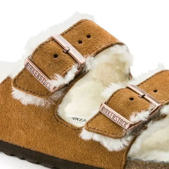 Anthropologie x Birkenstock Arizona Shearling-Lined Suede Leather Sandals Mink