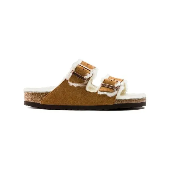 Anthropologie x Birkenstock Arizona Shearling-Lined Suede Leather Sandals Mink