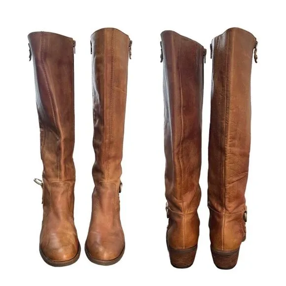ANTONIO MELANI Leather Distressed Shae Cuissardes Riding Boots