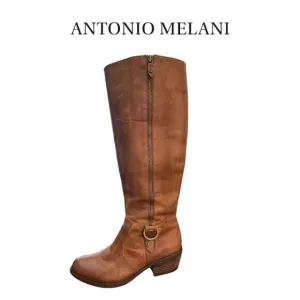 ANTONIO MELANI Leather Distressed Shae Cuissardes Riding Boots