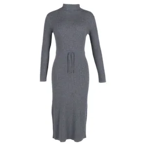 A.P.C. Alma Roll-Neck Knitted Dress in Grey Merino Wool