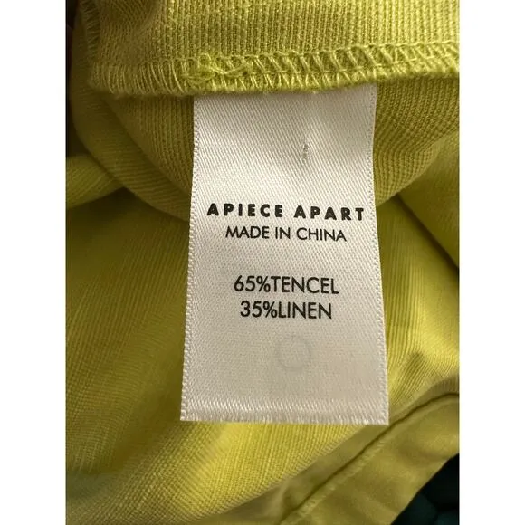 APIECE APART One Shoulder Ruffle Yellow Linen Blend Mini Dress size 2