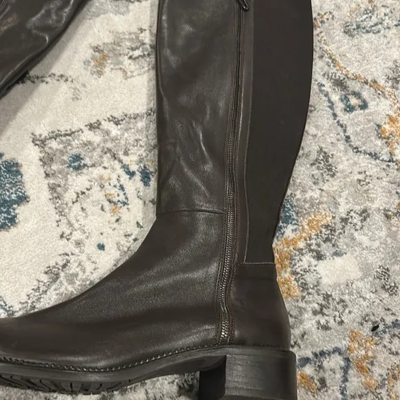 Aquatalia almond Toe espresso brown Leather Knee-High women’s boots size 11