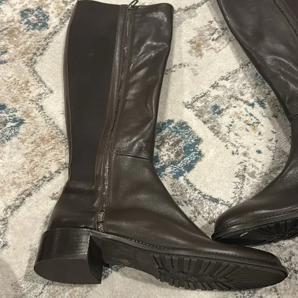 Aquatalia almond Toe espresso brown Leather Knee-High women’s boots size 11