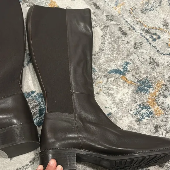 Aquatalia almond Toe espresso brown Leather Knee-High women’s boots size 11