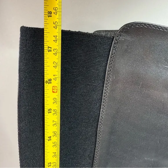 Aquatalia Black Leather Stretch Tall Equestrian Zip-Up Riding Boots
