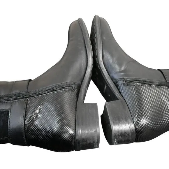 Aquatalia Black Leather Tall Riding Boots Size 7 Black Equestrian Stretch
