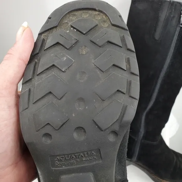 Aquatalia black suede riding boots 7.5