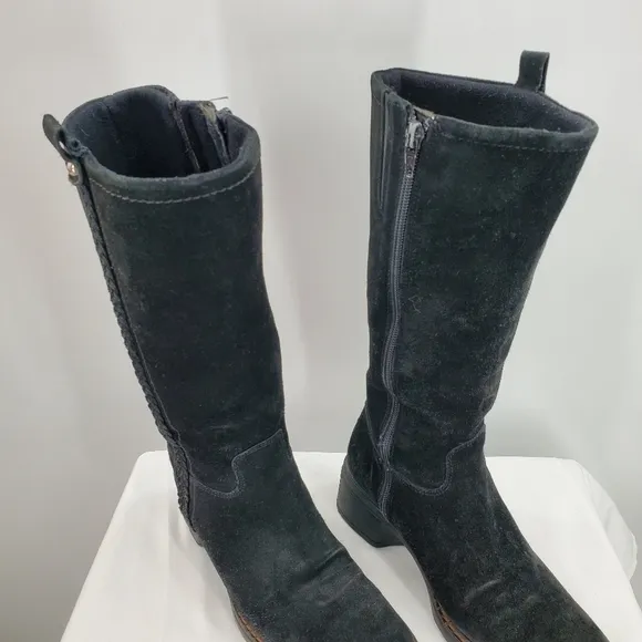 Aquatalia black suede riding boots 7.5