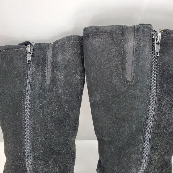 Aquatalia black suede riding boots 7.5