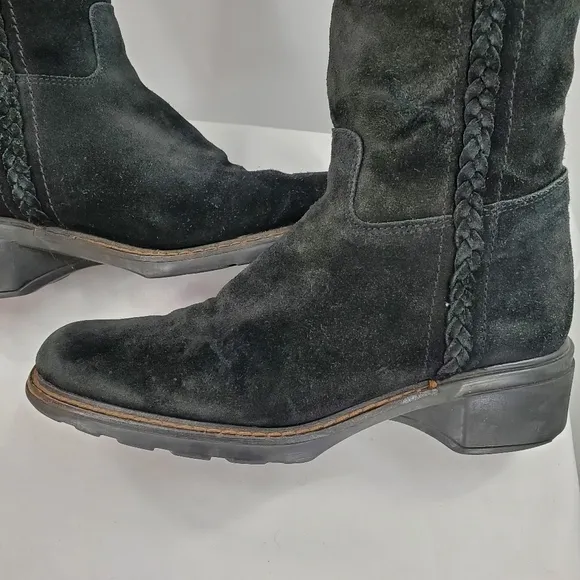 Aquatalia black suede riding boots 7.5