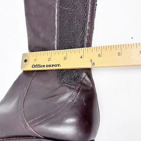 Aquatalia Dark Brown Italian Leather Riding Boots Stretch Back Womens Size 7