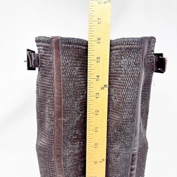 Aquatalia Dark Brown Italian Leather Riding Boots Stretch Back Womens Size 7