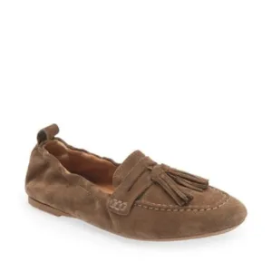 Aquatalia JOURNEE TASSEL LEATHER LOAFERS IN TAUPE Sz 8