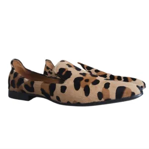 Aquatalia Leopard Print Calf Hair Slip-on Loafers