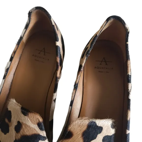 Aquatalia Leopard Print Calf Hair Slip-on Loafers