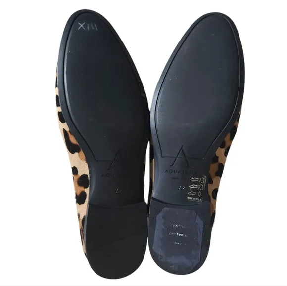 Aquatalia Leopard Print Calf Hair Slip-on Loafers