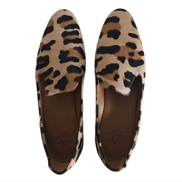 Aquatalia Leopard Print Calf Hair Slip-on Loafers