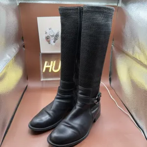 AQUATALIA ODILIA Leather Stretch Knee High Calf Buckle Zip Riding Boots Size 10