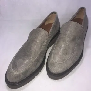 Aquatalia silver metallic suede loafers, sz 9M