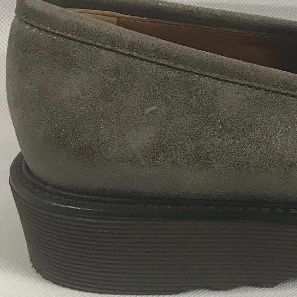 Aquatalia silver metallic suede loafers, sz 9M