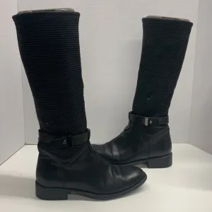 Aquatalia Tall Black Leather Riding Zip Up Boots 8