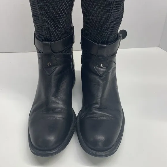 Aquatalia Tall Black Leather Riding Zip Up Boots 8