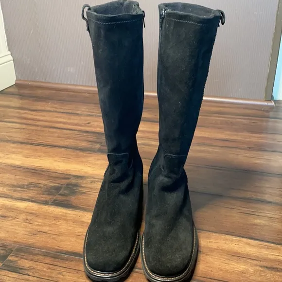 Aquatalia tall black suede like  boots size 10
