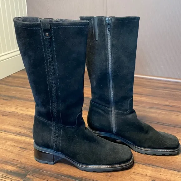 Aquatalia tall black suede like  boots size 10