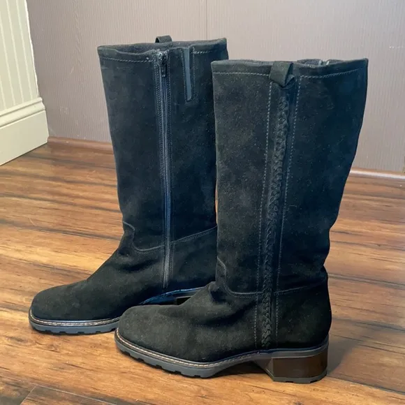 Aquatalia tall black suede like  boots size 10