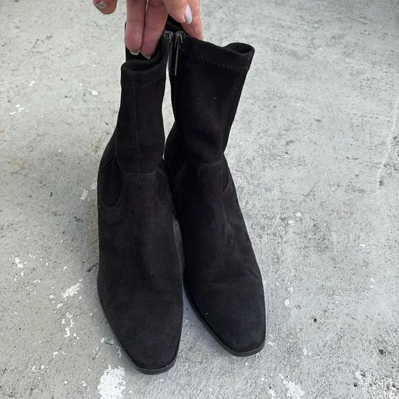 Aquatalia Tilly stacked sock ankle boots