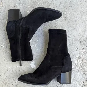 Aquatalia Tilly stacked sock ankle boots
