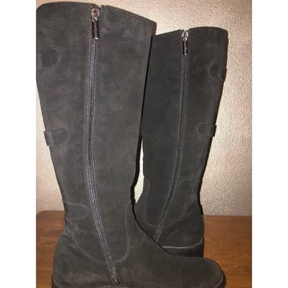 Aquatalia Unicorn Preppy Academia Edgy Goth Black Suede Water-Resistant Boots