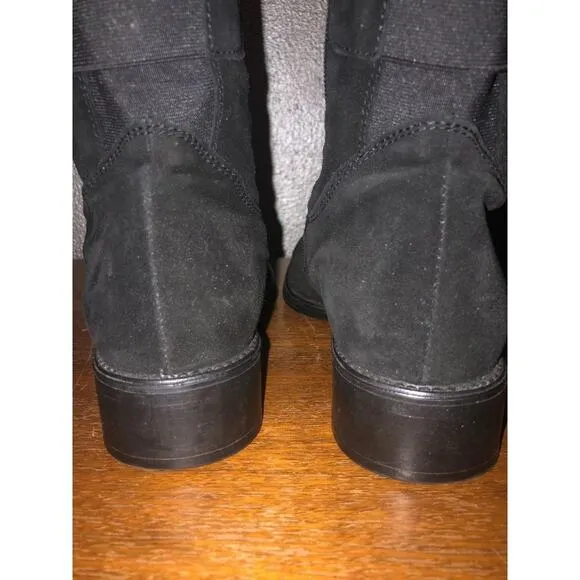 Aquatalia Unicorn Preppy Academia Edgy Goth Black Suede Water-Resistant Boots