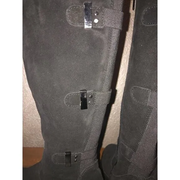 Aquatalia Unicorn Preppy Academia Edgy Goth Black Suede Water-Resistant Boots