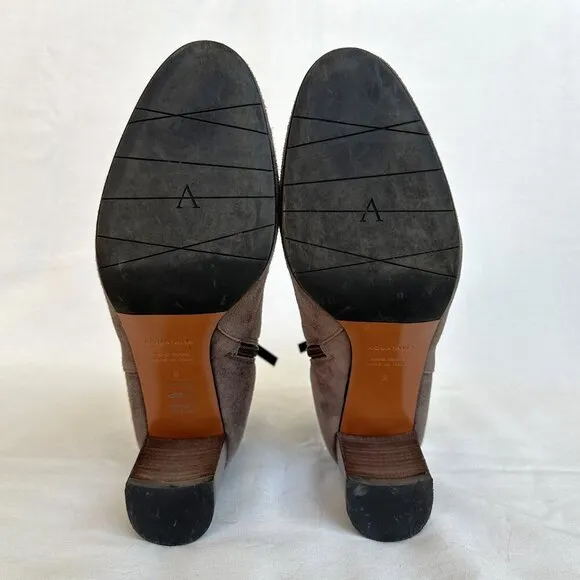 Aquatalia Vanie Taupe Weatherproof Suede Heeled Ankle Boots