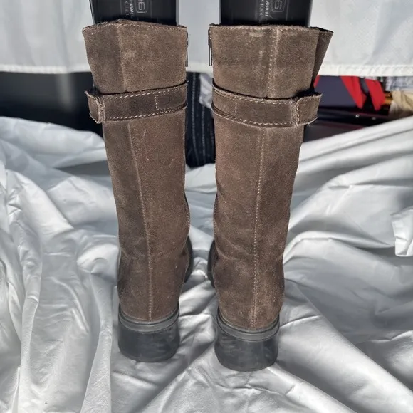 Aquatalia Women's Riding Boots Sz 6 Side Zipper Brown Suede
