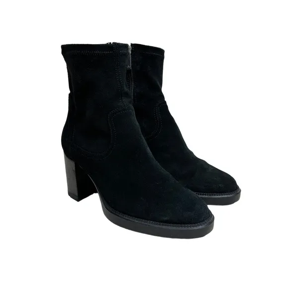 Aquatalia Women's US 9 Idalia Stretch Suede Boots in Black Made in Italy