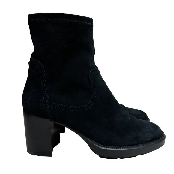 Aquatalia Women's US 9 Idalia Stretch Suede Boots in Black Made in Italy