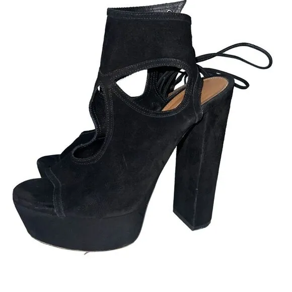 Aquazzura Firenze Strappy Tie Back Platform Block Heeled Sandals Size 36