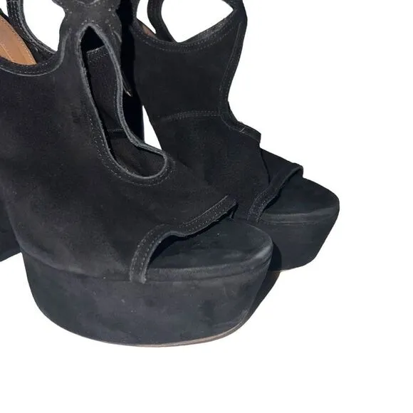 Aquazzura Firenze Strappy Tie Back Platform Block Heeled Sandals Size 36