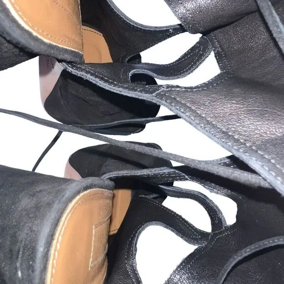 Aquazzura Firenze Strappy Tie Back Platform Block Heeled Sandals Size 36