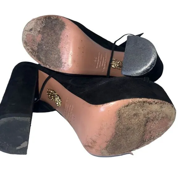 Aquazzura Firenze Strappy Tie Back Platform Block Heeled Sandals Size 36