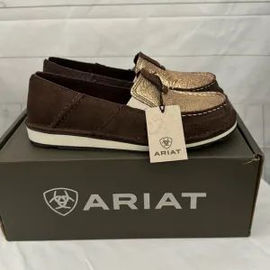 Ariat 6.5B Cruiser Loafers in Azteca Suede Metallic Copper Floral Slip-On Shoe