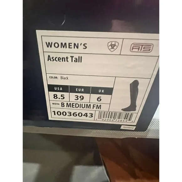 Ariat Ascent Tall Riding Boots 8.5 foot, medium height, calf full