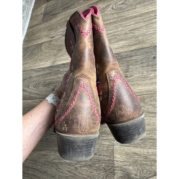 ARIAT Desert Diva Distressed Brown Leather Western Boot 10023077 Youth 6