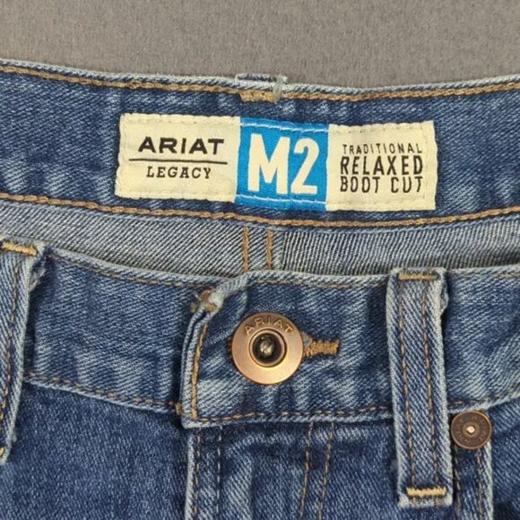 Ariat Jeans Men's 32x36 Blue M2 Relaxed Stretch Legacy Boot Cut Western Denim