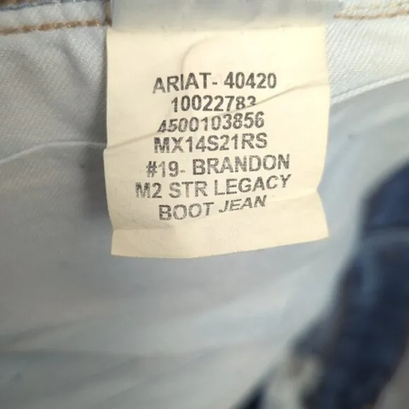 Ariat Jeans Men's 32x36 Blue M2 Relaxed Stretch Legacy Boot Cut Western Denim
