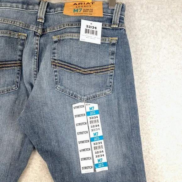 Ariat M7 Slim Fit Boot Cut Jeans Stretch Denim Blue Size 32x34 (Fits 32x33)